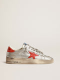 Women's Stardan in laminated leather with red glitter inserts| Golden Goose