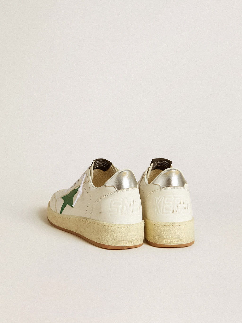 Men's Ball Star 2 with green leather star and metallic leather heel tab| Golden Goose