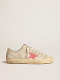 Men's V-Star in light gray canvas with a red leather star| Golden Goose