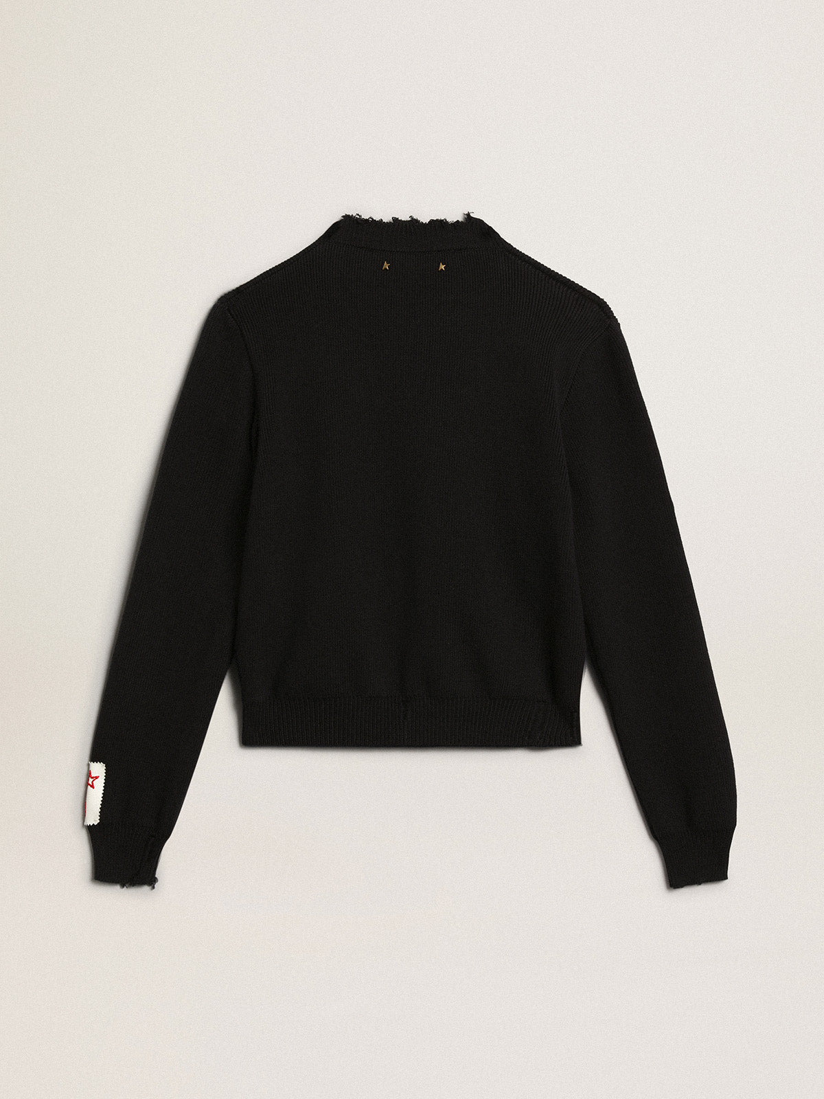 Women's round-neck sweater in dark blue cotton| Golden Goose