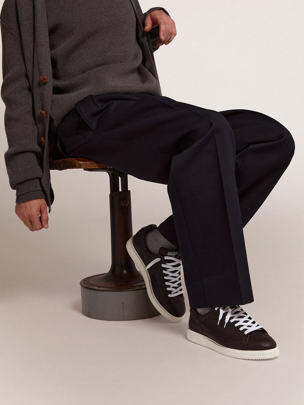 Men's Starter in leather with star printed on the heel tab| Golden Goose
