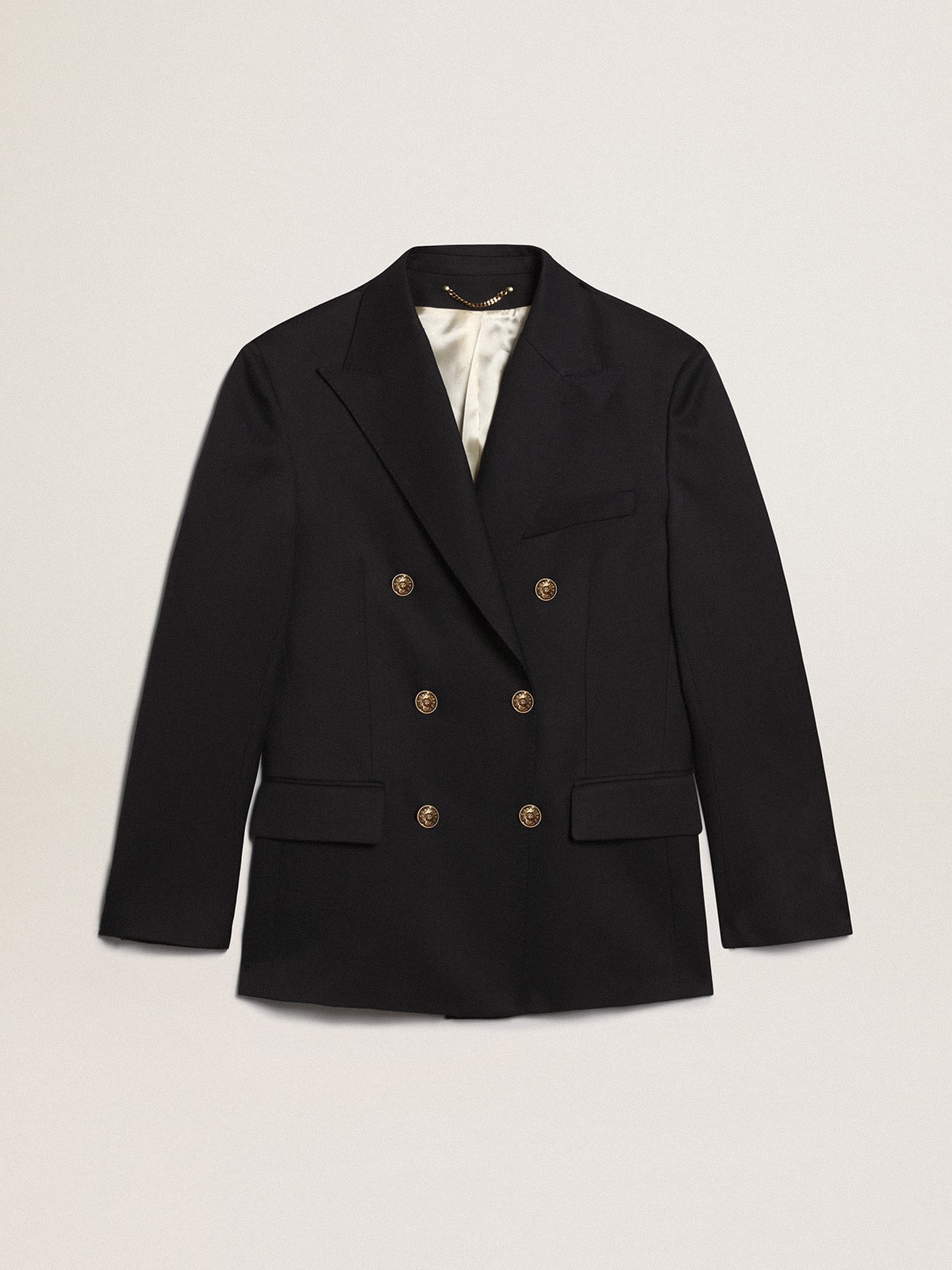Men's double-breasted blazer in dark blue| Golden Goose