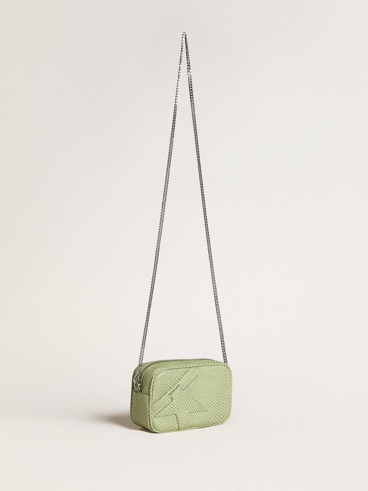 Mini Star Bag in light green snake-print leather| Golden Goose