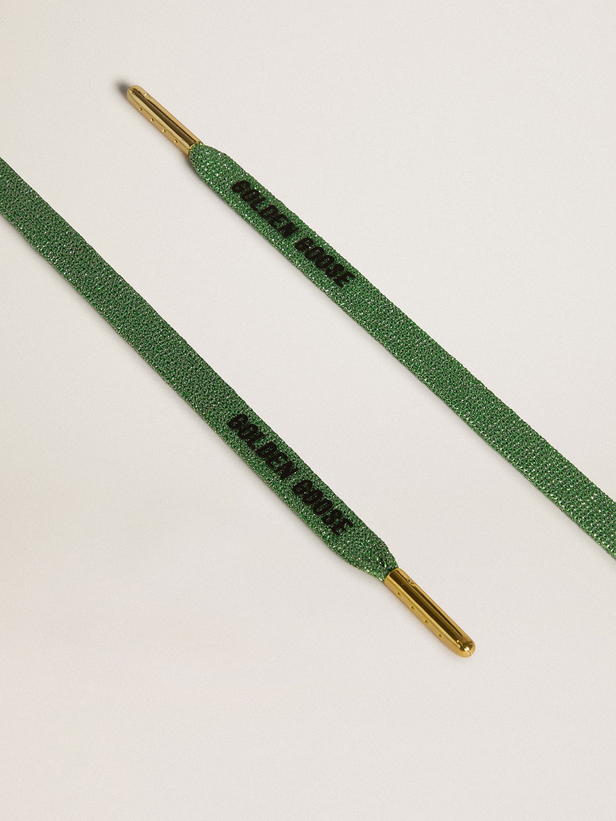 Aqua-green Lurex laces with contrasting black logo| Golden Goose