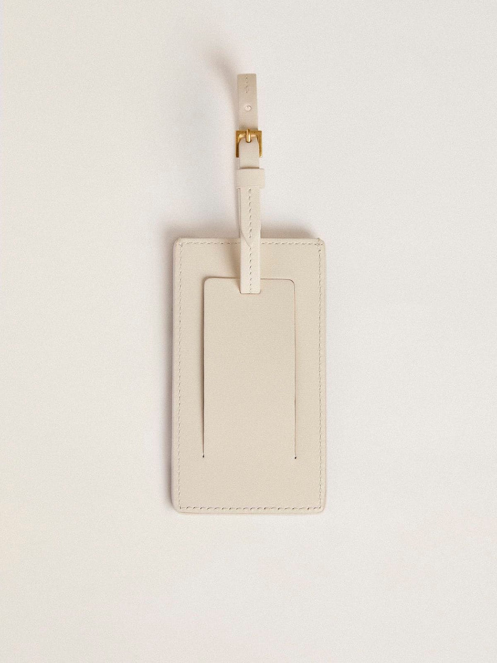 Worn white luggage tag| Golden Goose