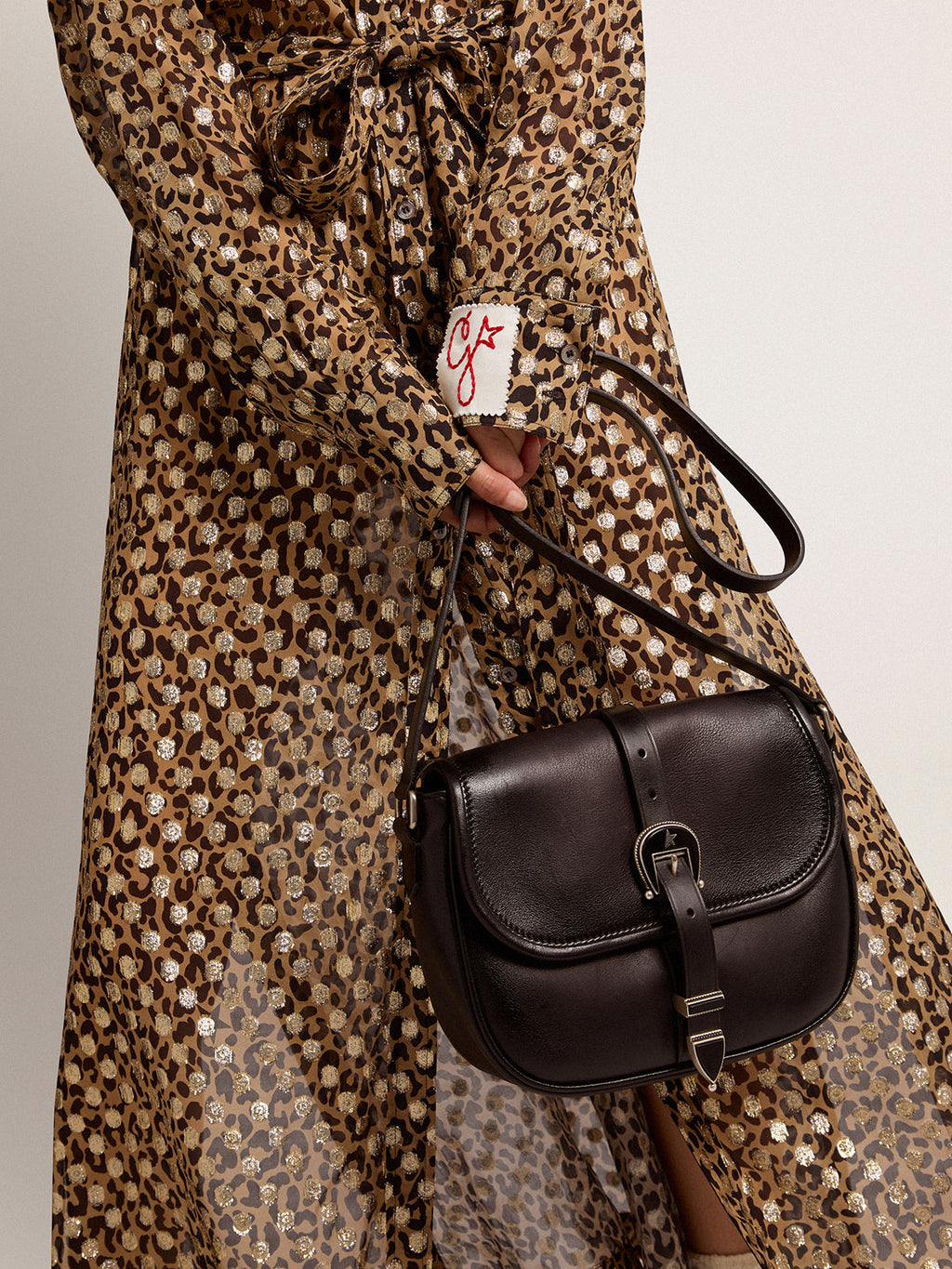 Medium black leather Rodeo Bag| Golden Goose