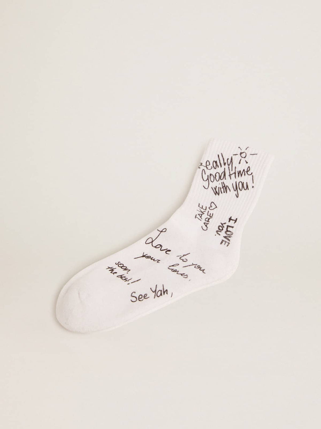 Optical white socks with black lettering| Golden Goose