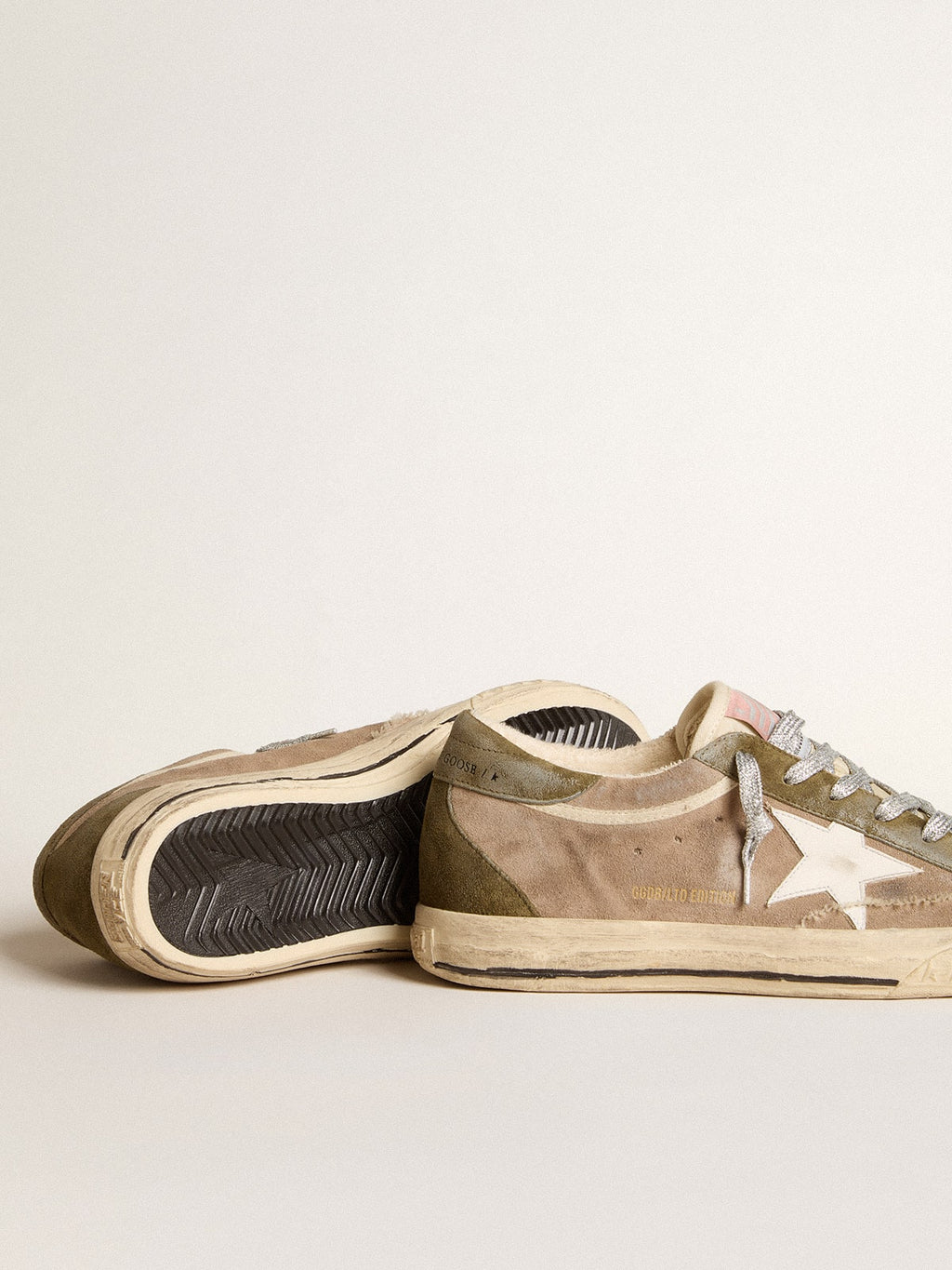 Super-Star LTD in dove-gray suede with leather star and suede heel tab| Golden Goose