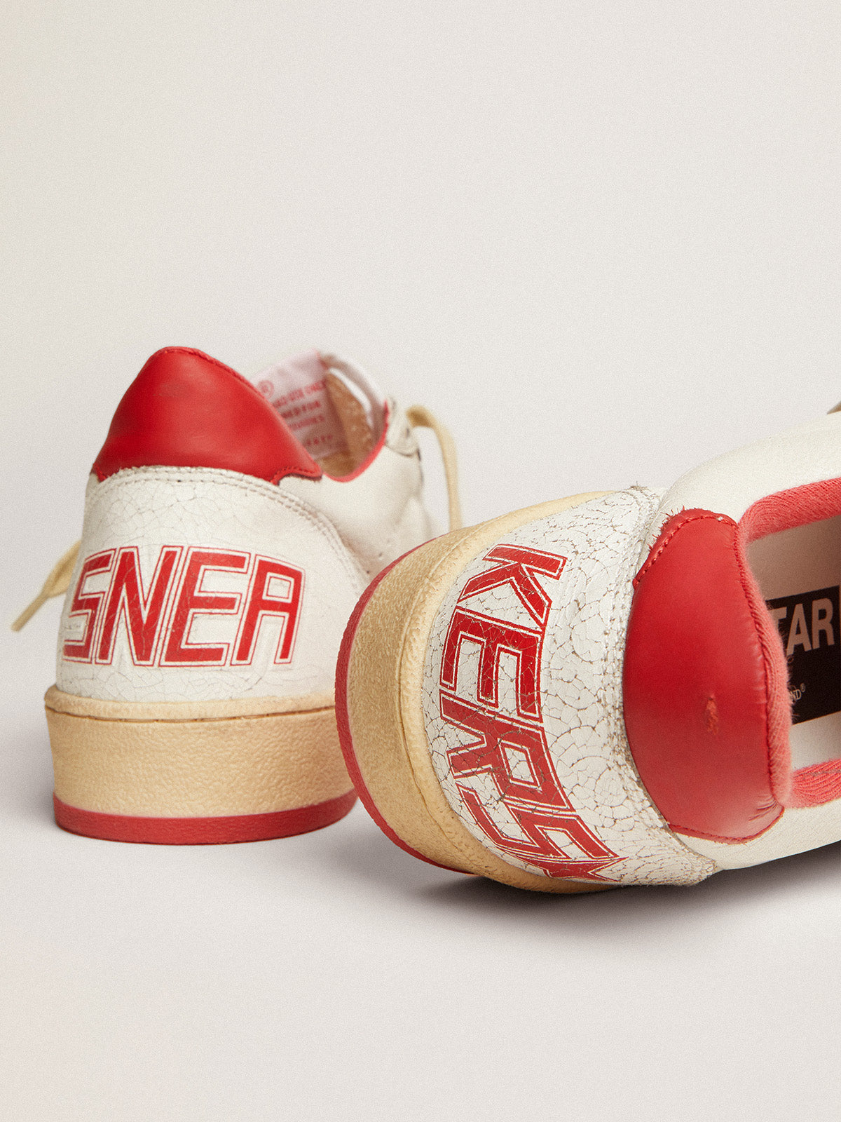Women's Ball Star in white leather with red star and heel tab| Golden Goose