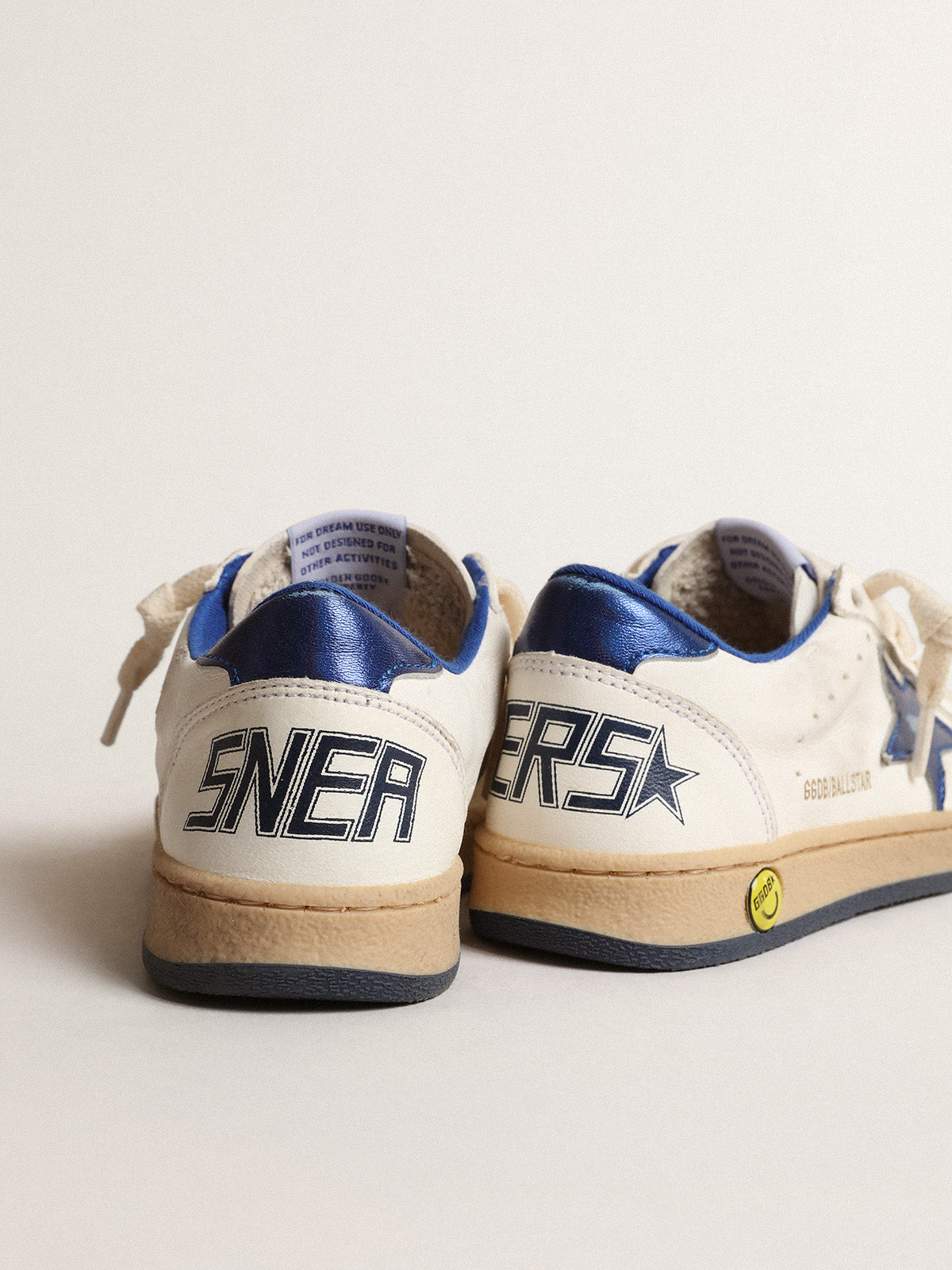 Ball Star Junior with blue metallic leather star and heel tab| Golden Goose