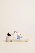 Old School Juniors with blue star and dark blue heel tab| Golden Goose