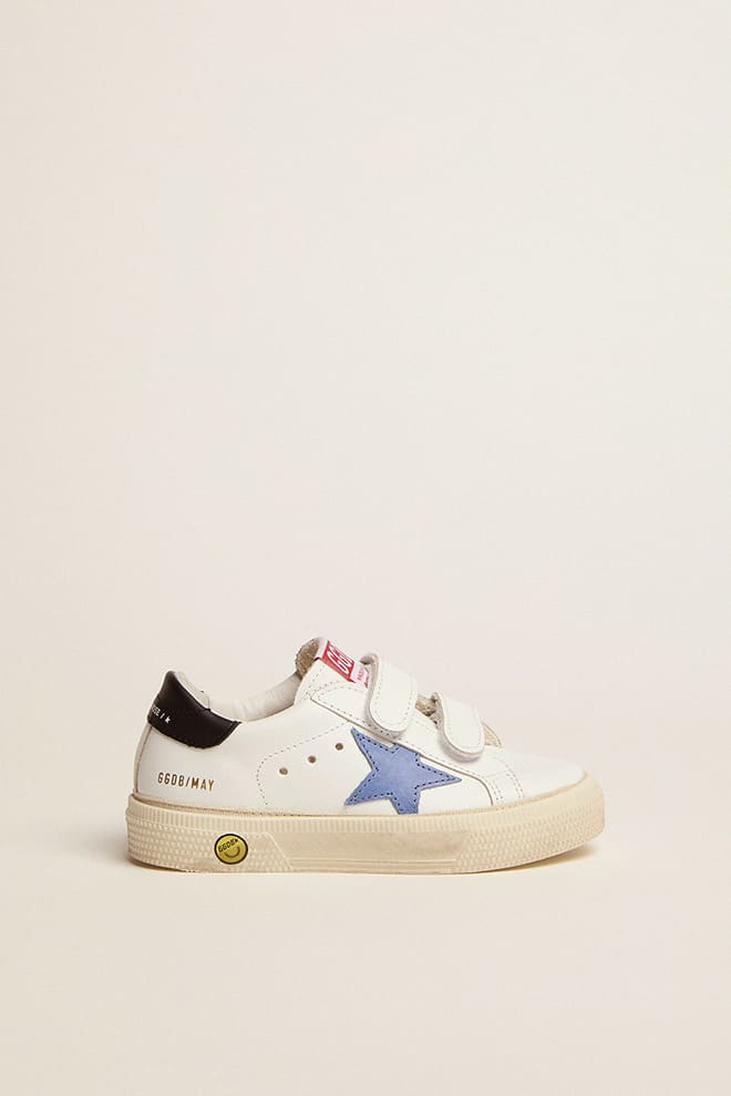 Old School Juniors with blue star and dark blue heel tab| Golden Goose