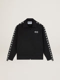 Women's black zipped sweatshirt with white stars| Golden Goose