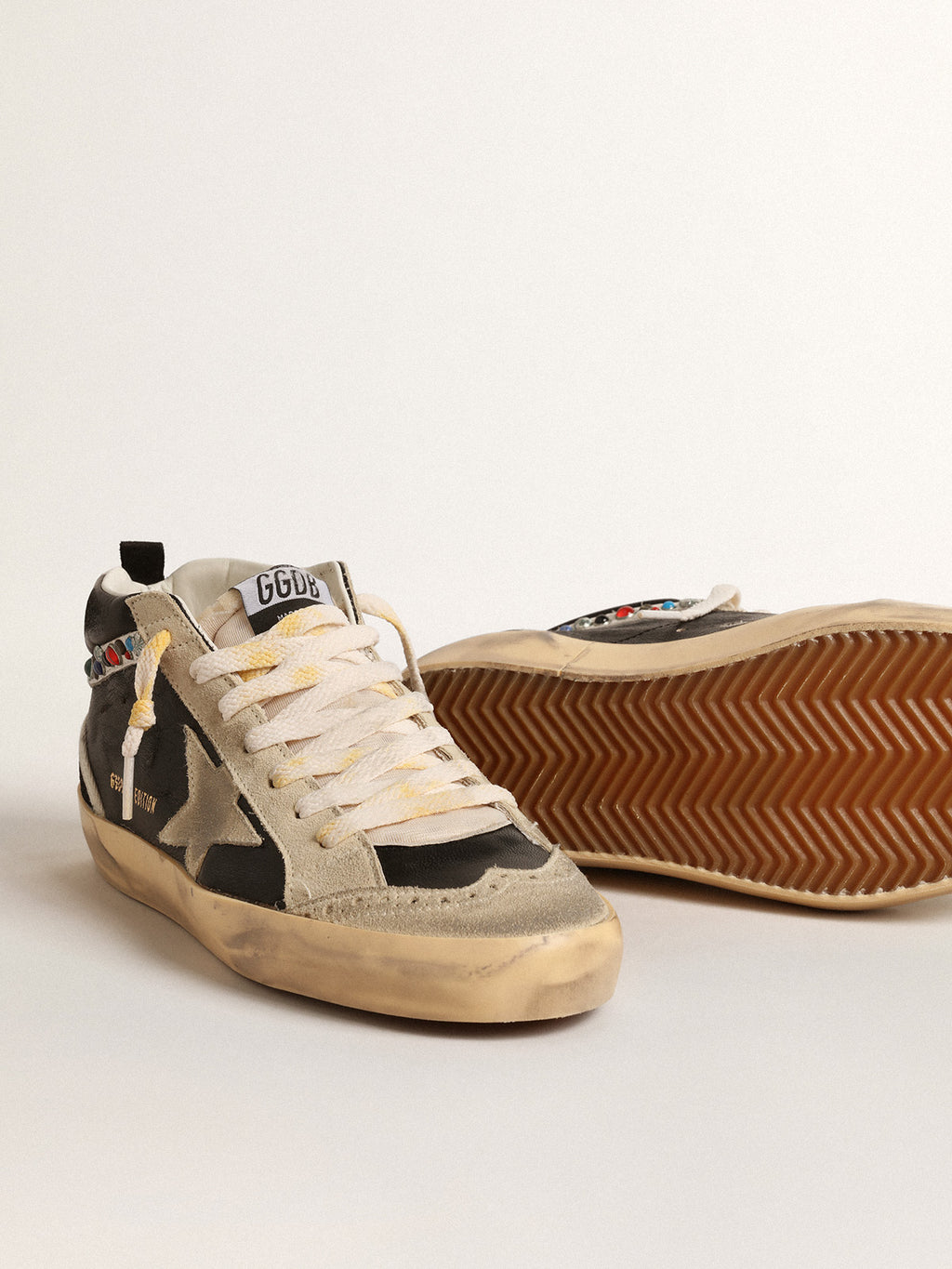 Mid Star LTD in nappa leather with suede star and studded flash| Golden Goose