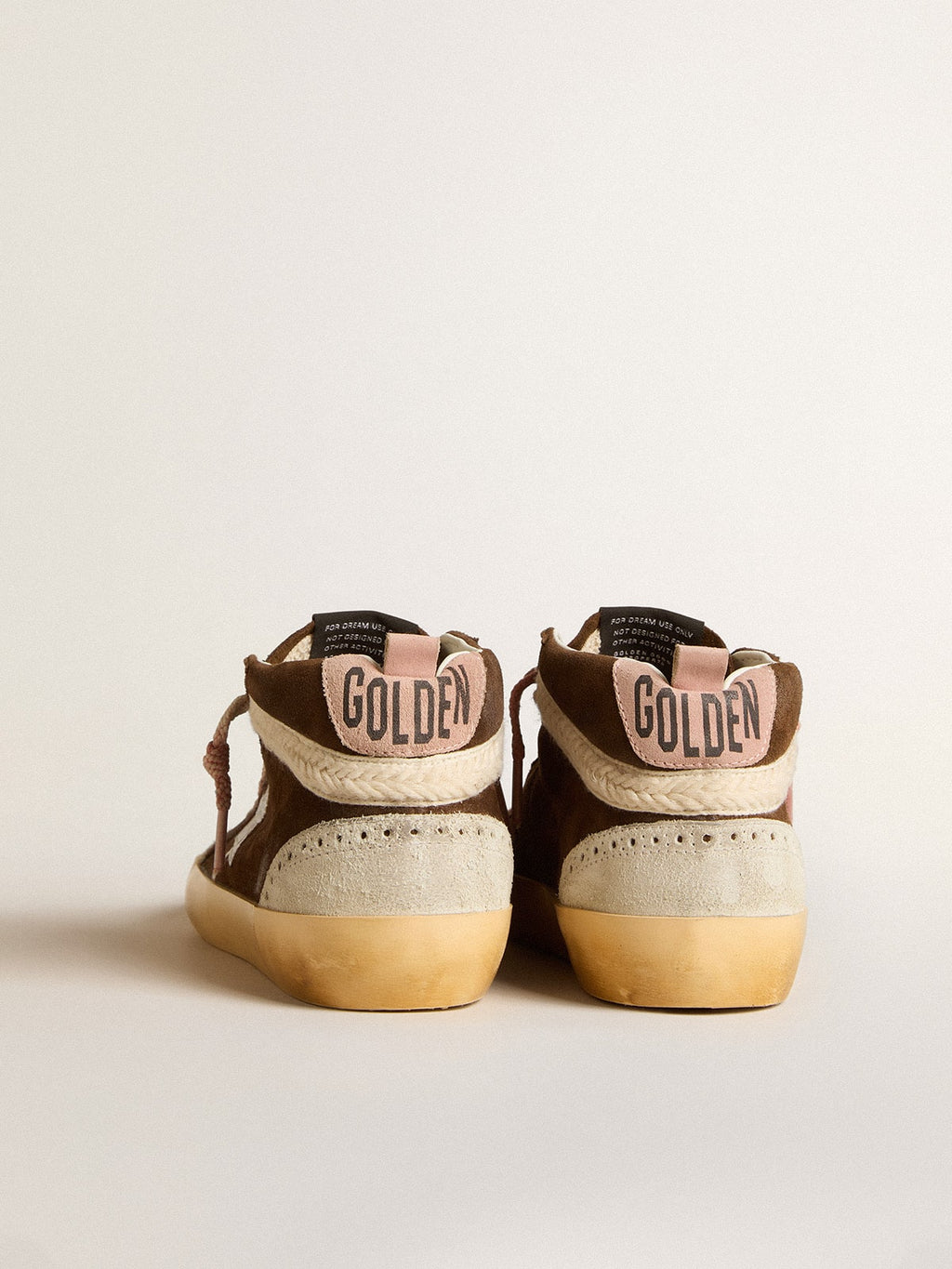 Mid Star LTD in brown suede with silver nappa leather star and cream flash| Golden Goose
