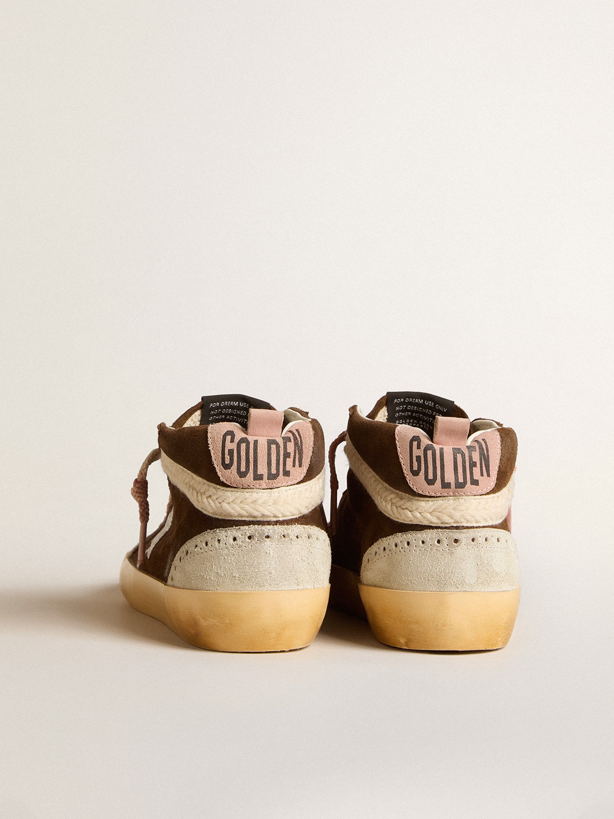 Mid Star LTD in brown suede with silver nappa leather star and cream flash| Golden Goose