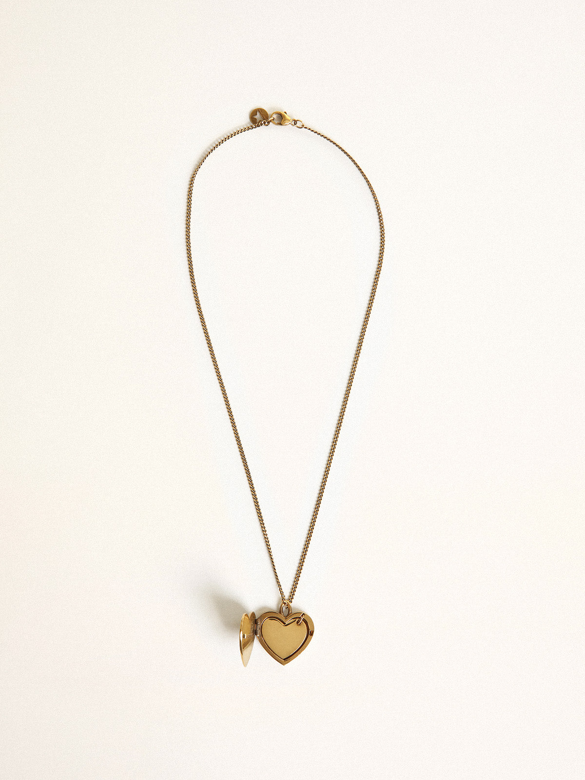 Necklace in antique gold color with heart charms| Golden Goose