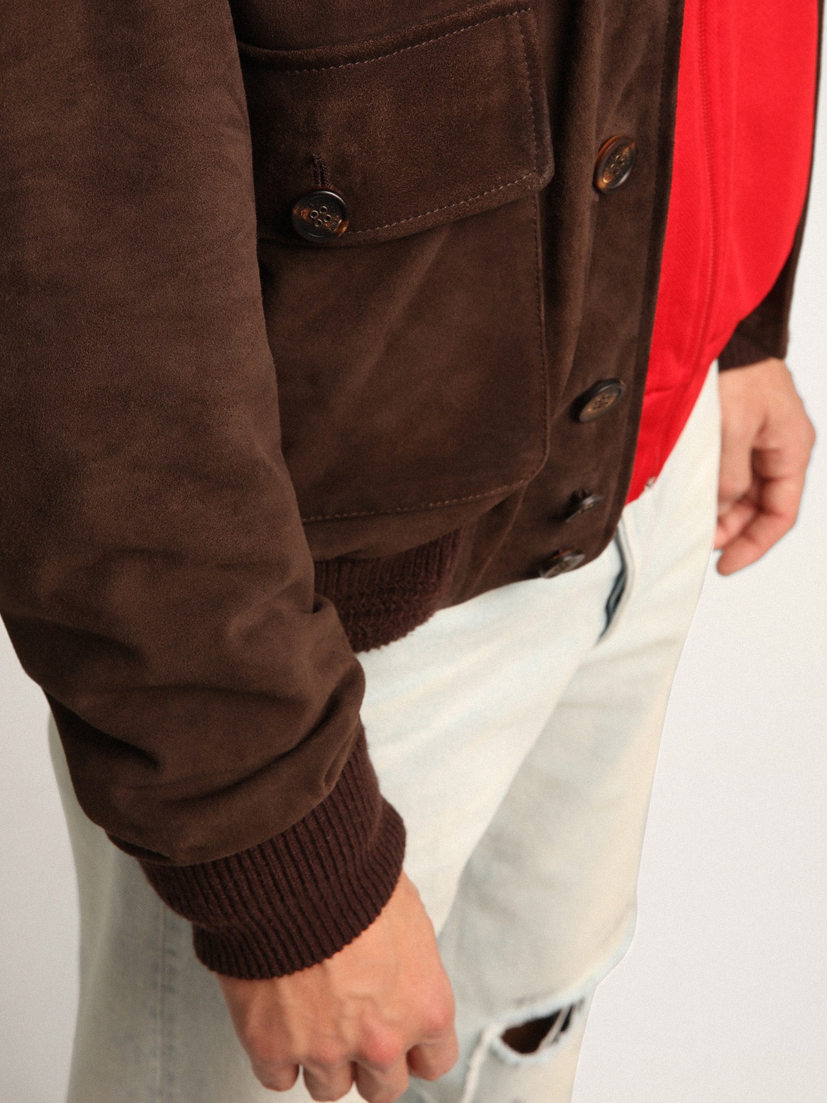 Golden Collection flight jacket in dark brown suede| Golden Goose