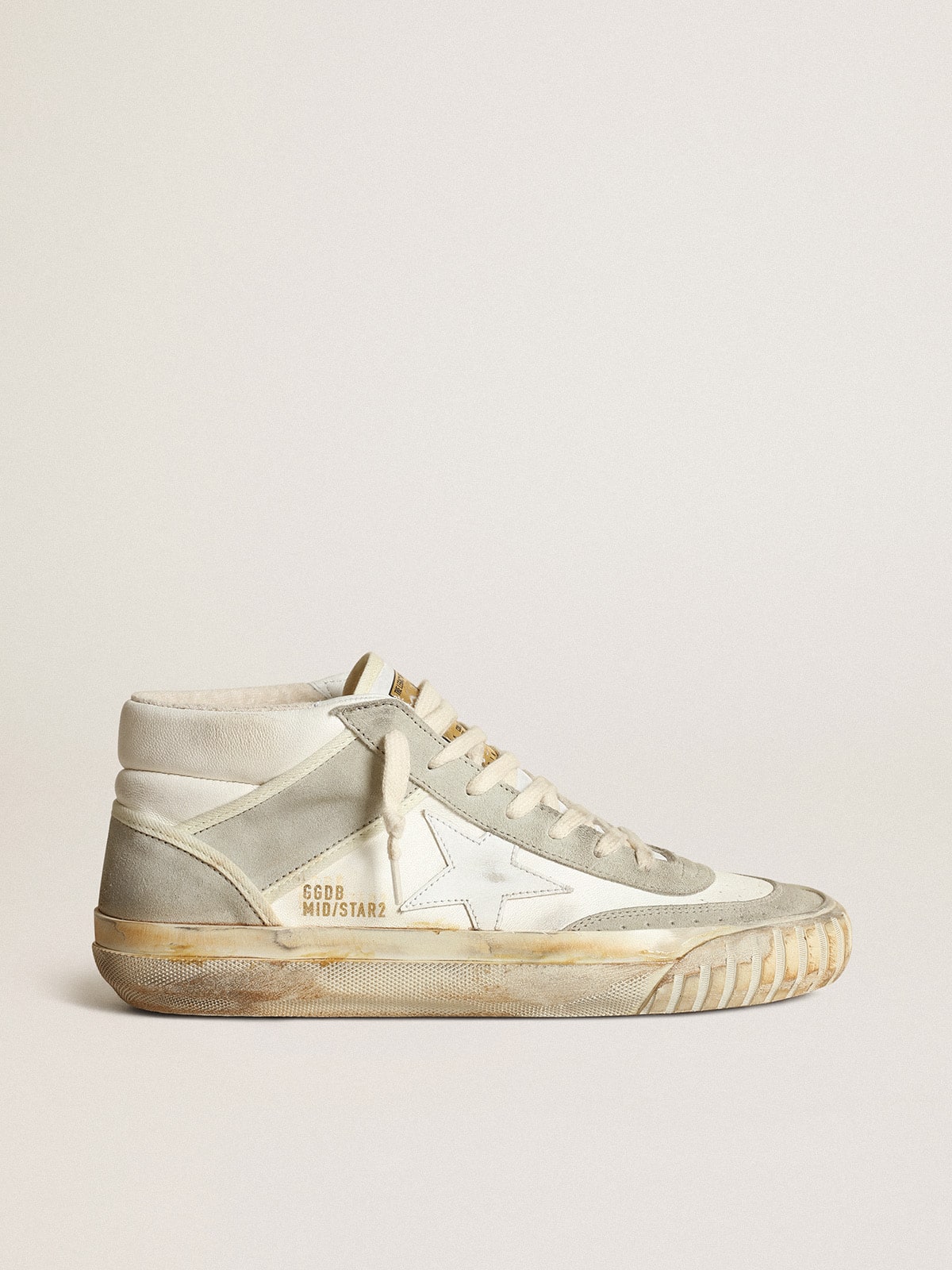 Men's Mid Star with ice-gray suede inserts and white star| Golden Goose