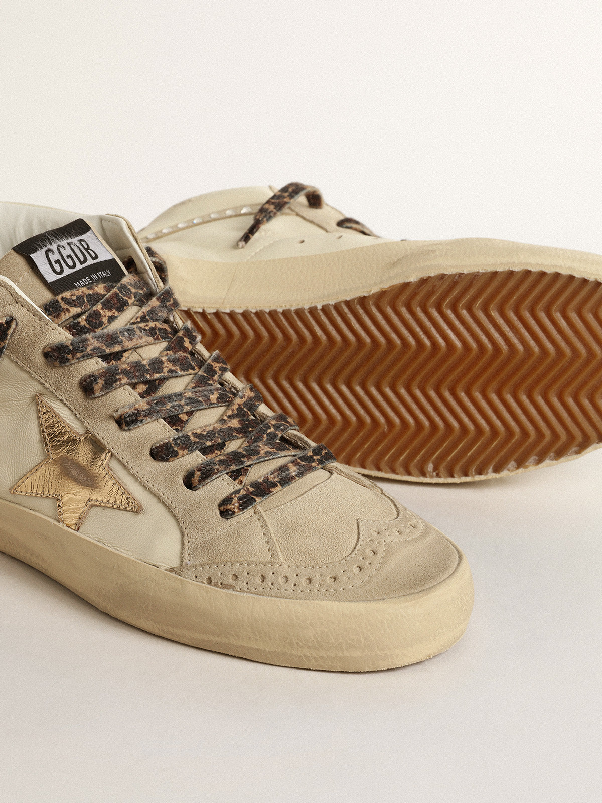 Mid Star with metallic leather star, and flash with crystals| Golden Goose