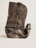 Women's low Wish Star boots in black leather with silver star| Golden Goose