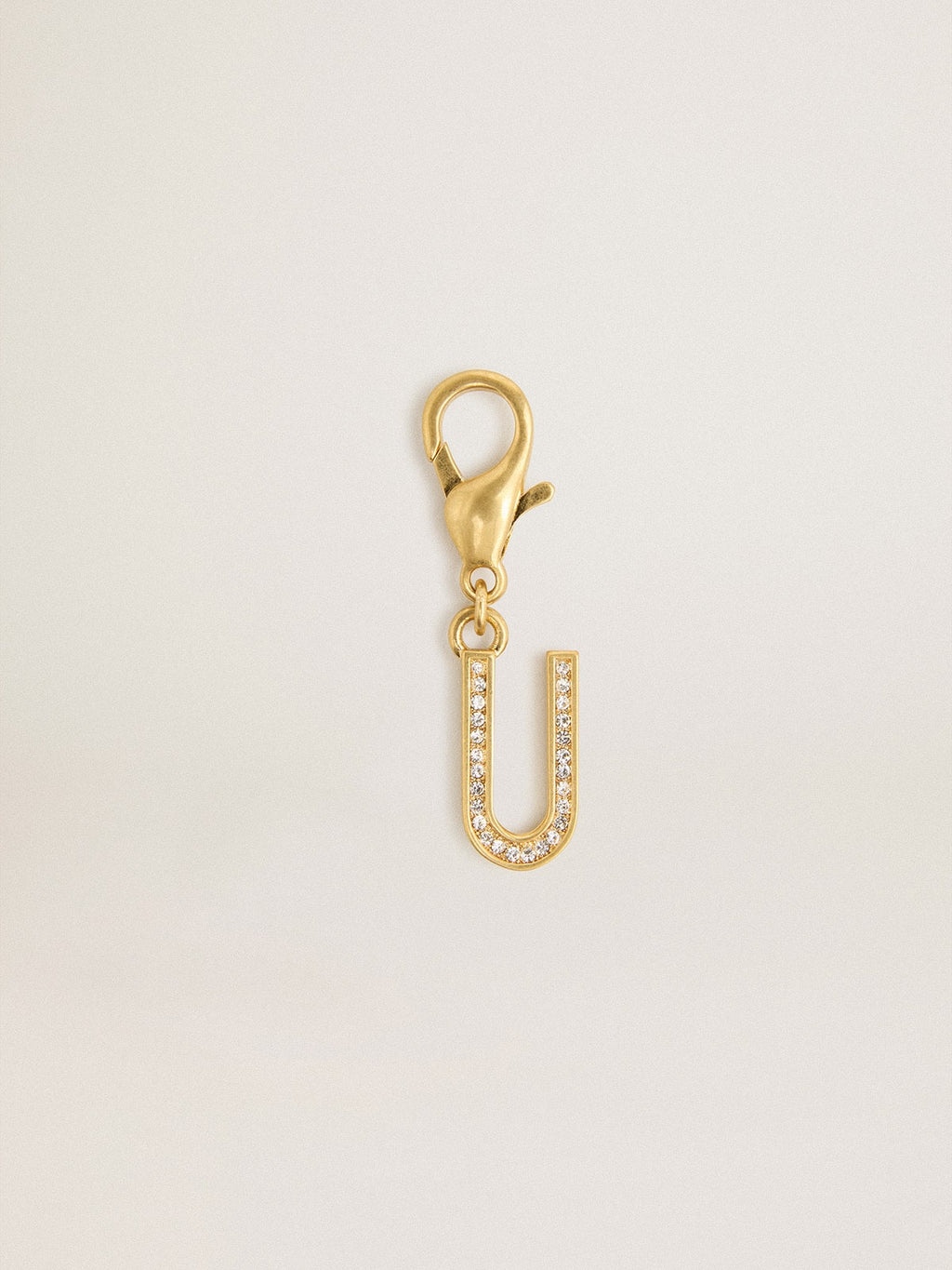 Letter U charm in gold-colored brass with crystals| Golden Goose