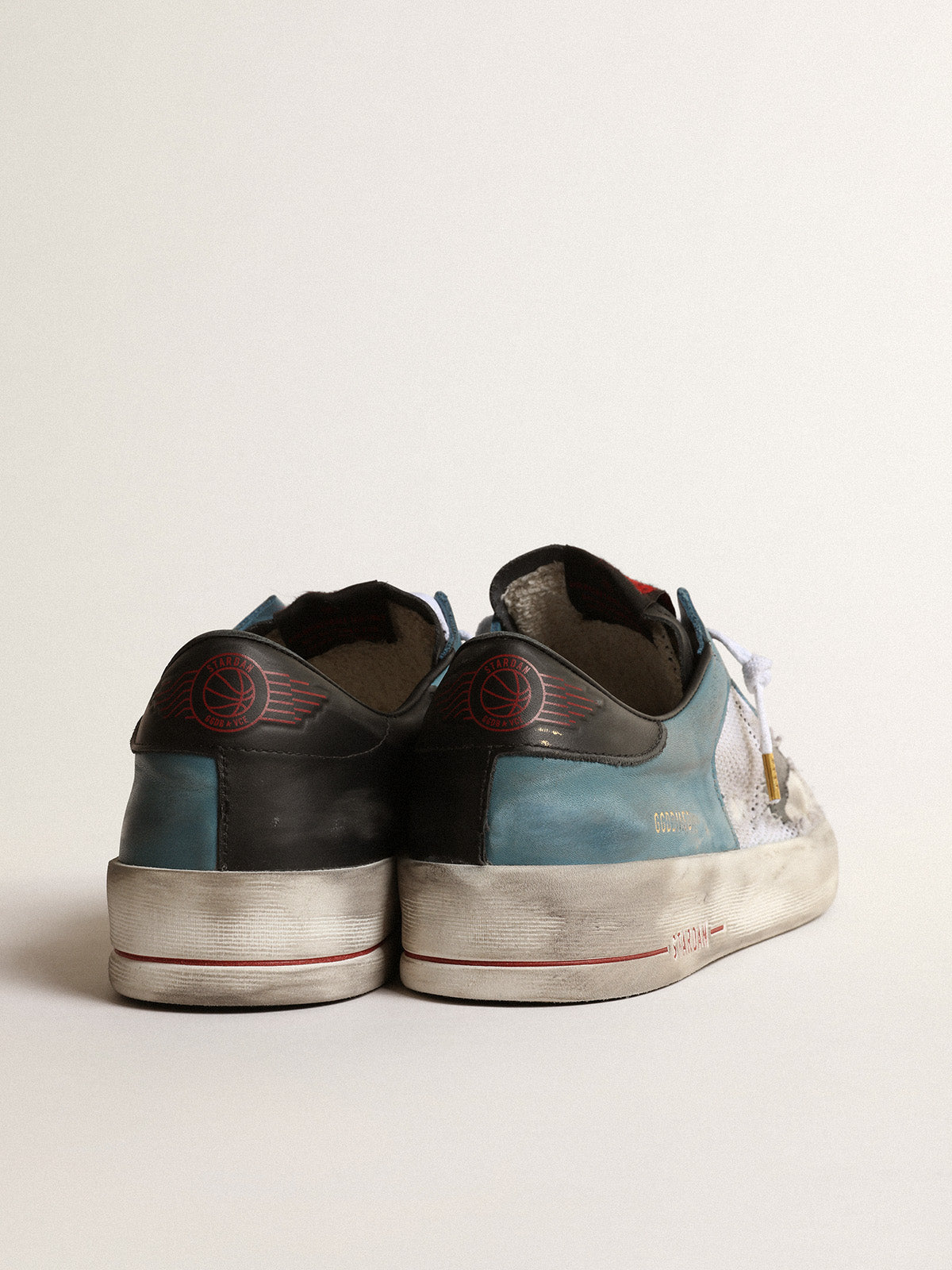 Men's Stardan in distressed mesh and petrol-colored upper| Golden Goose