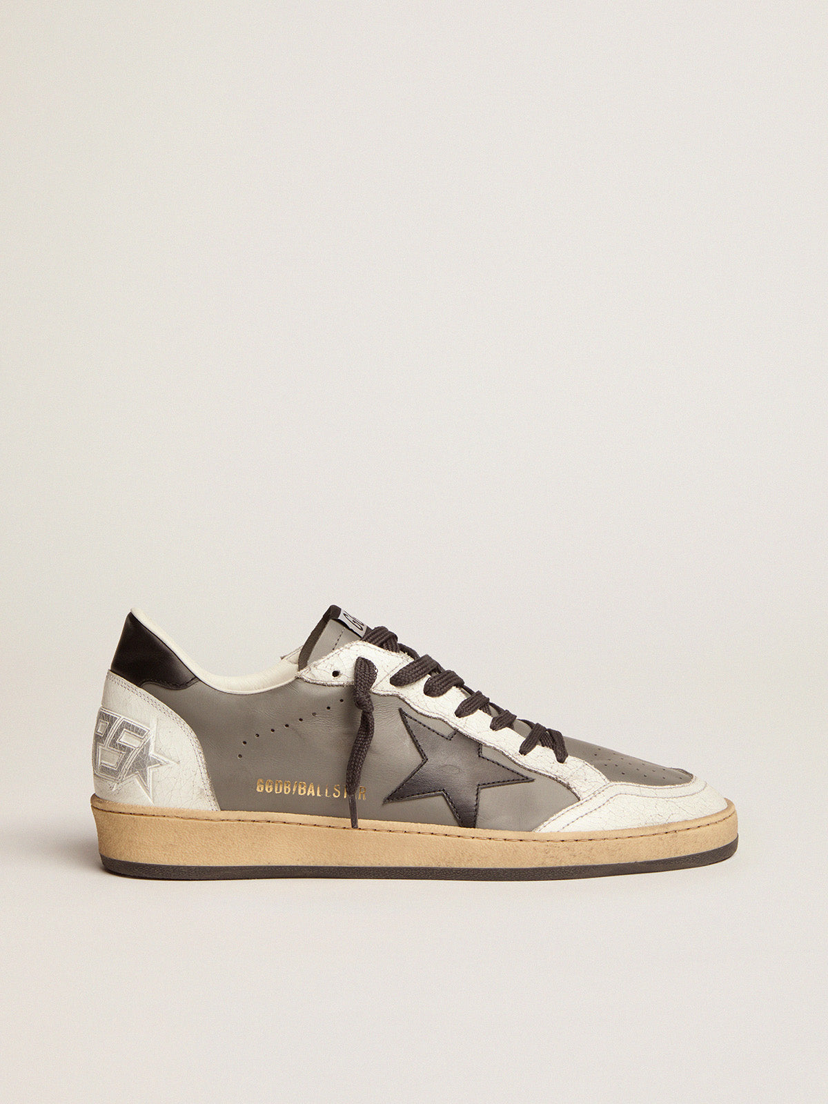 Men's Ball Star in gray leather with black star and heel tab| Golden Goose