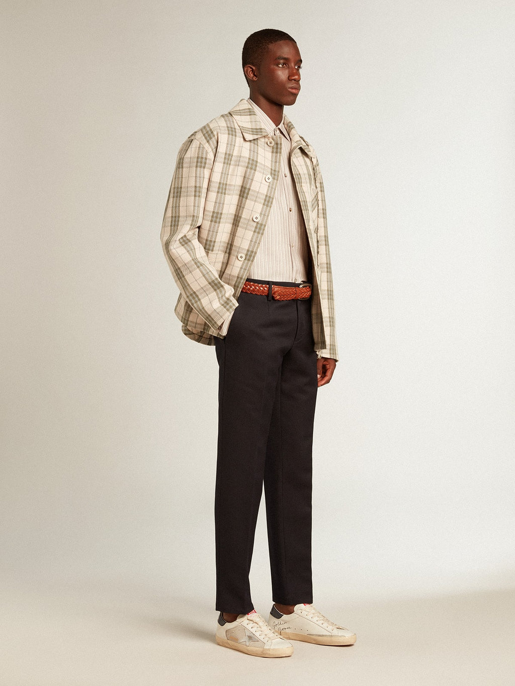 Men's Super-Star LTD in mesh and leather with silver star and blue heel tab| Golden Goose