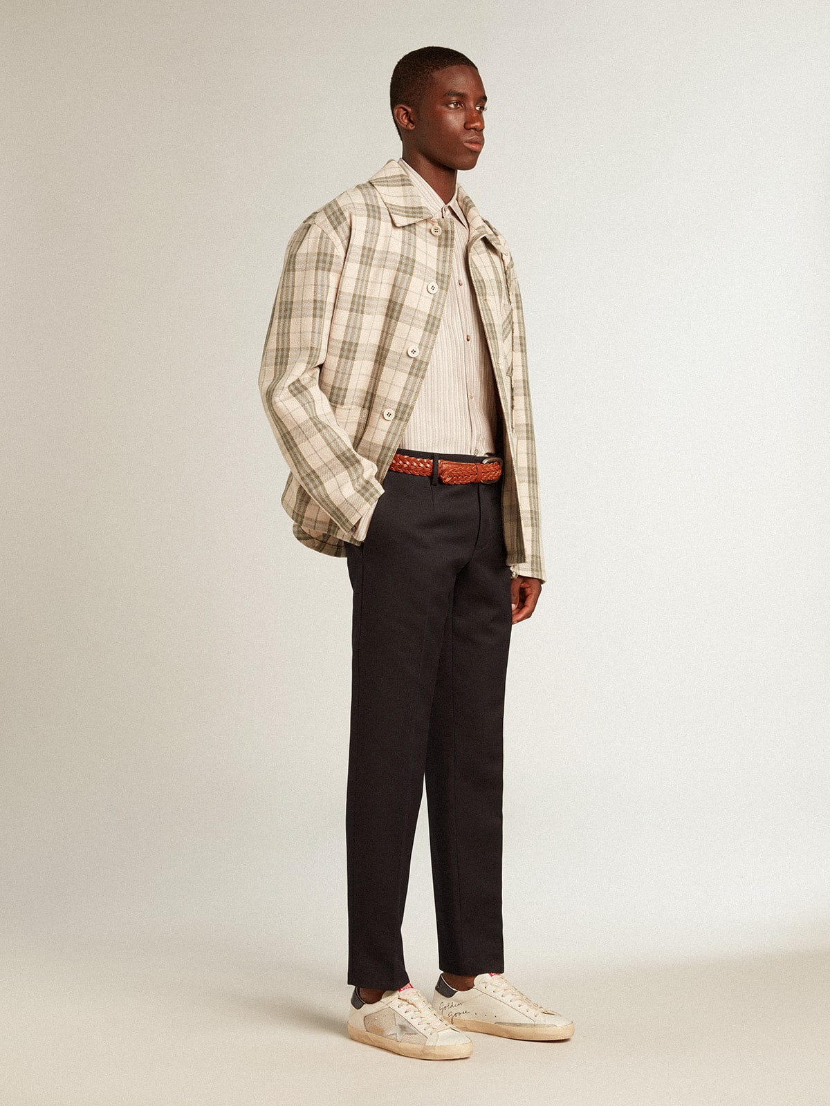 Men's Super-Star LTD in mesh and leather with silver star and blue heel tab| Golden Goose