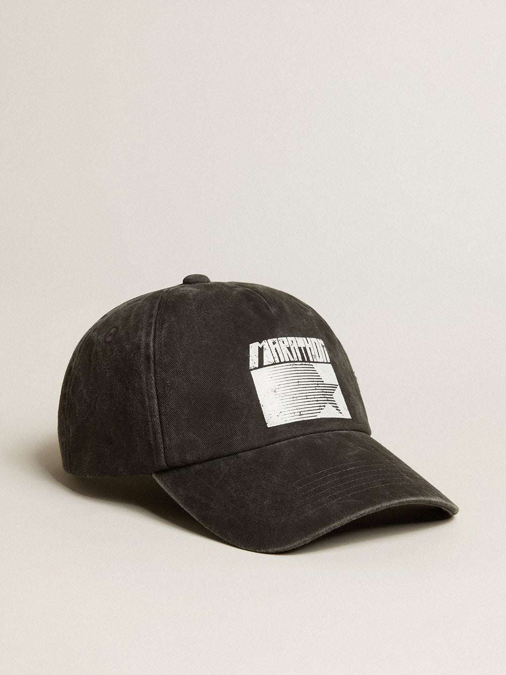 Anthracite gray cap with Marathon logo on the front| Golden Goose