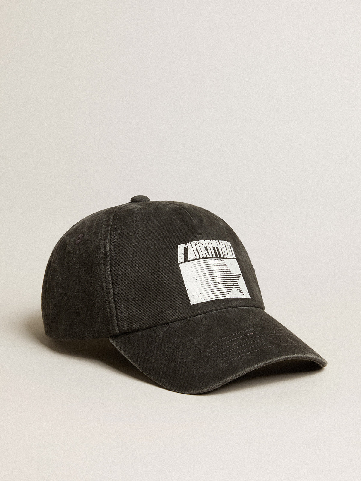 Anthracite gray cap with Marathon logo on the front| Golden Goose