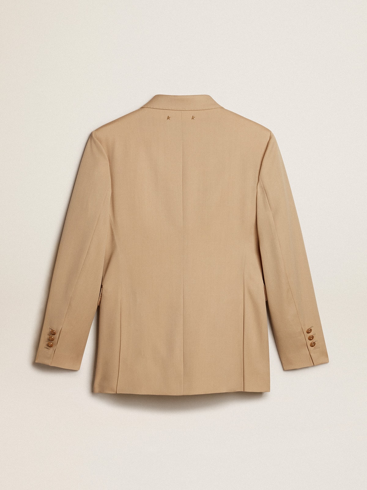 Women's double-breasted blazer in sand with gold heraldic buttons| Golden Goose