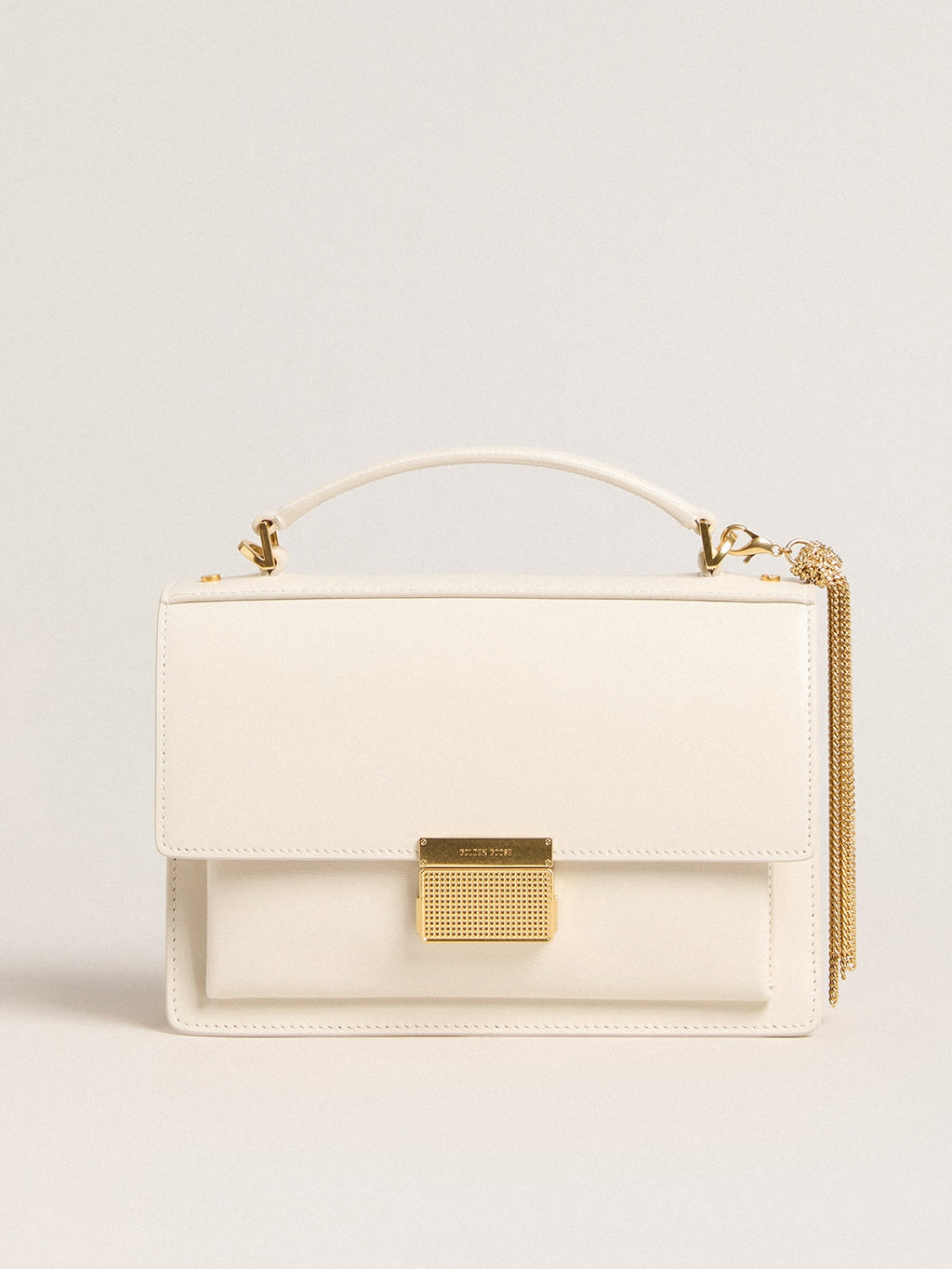 Venezia Bag in butter-colored boarded leather with gold details| Golden Goose