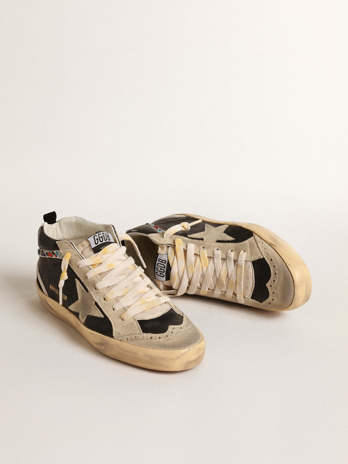 Mid Star LTD in nappa leather with suede star and studded flash| Golden Goose