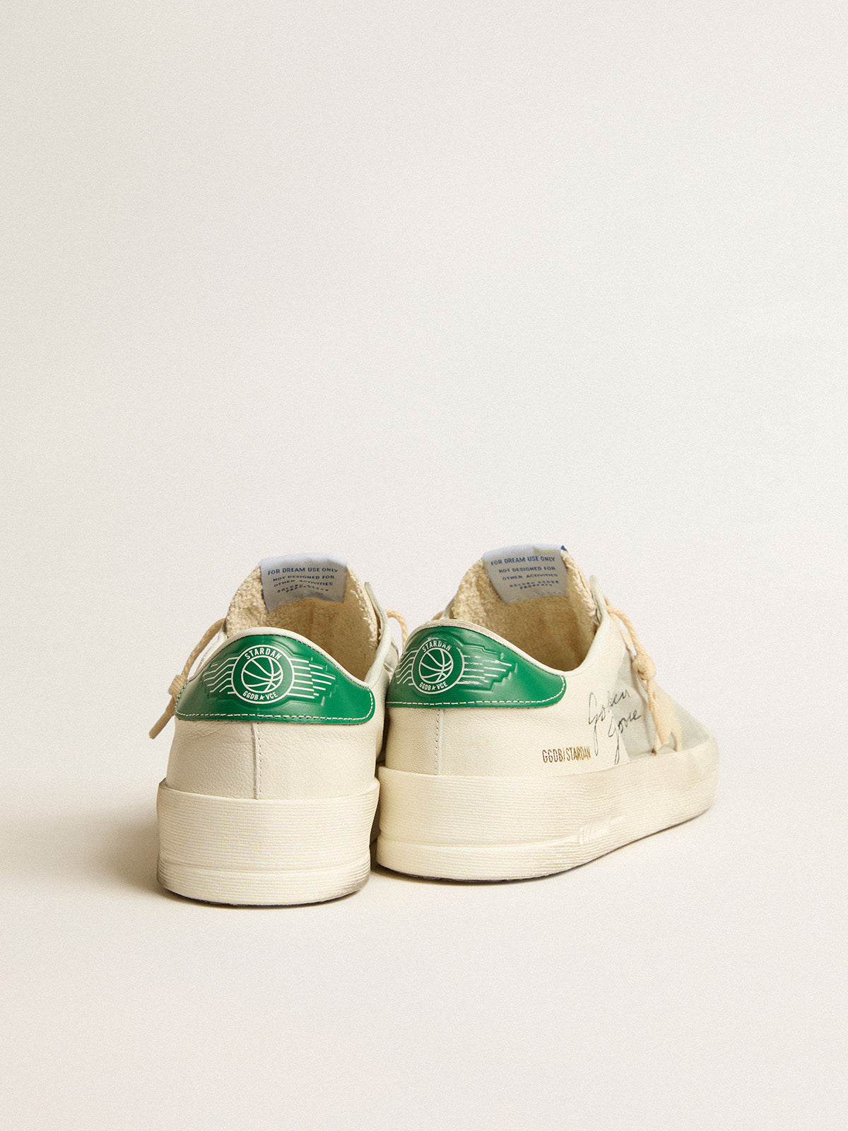 Stardan in nappa leather and ripstop fabric with cream star and green heel tab| Golden Goose