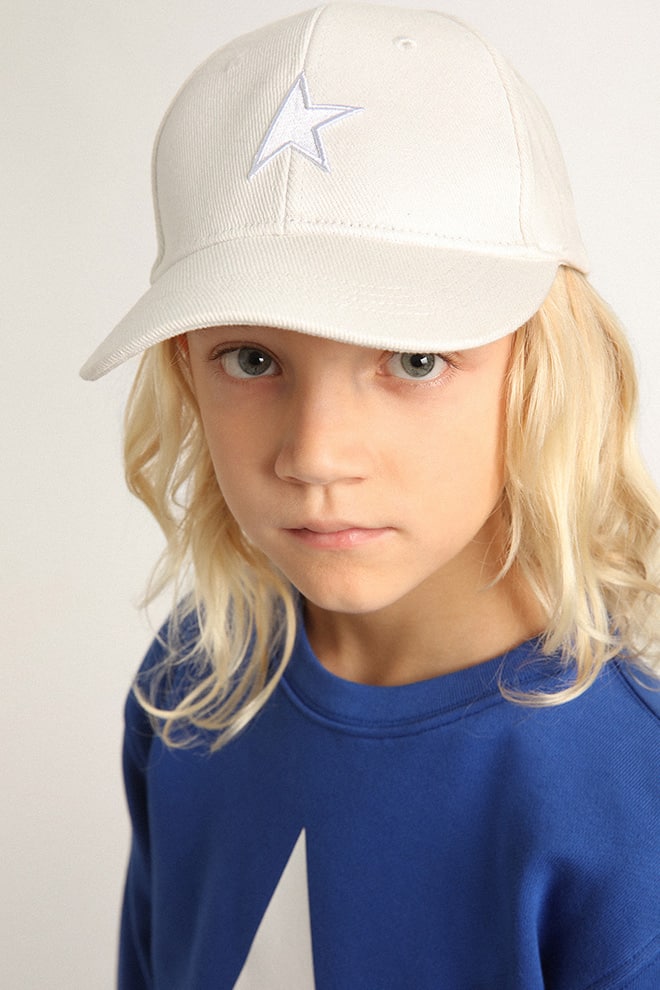 Kids' white baseball cap with star| Golden Goose