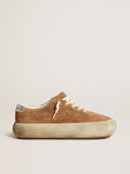 Women's Space-Star in tobacco-colored suede with perforated star| Golden Goose