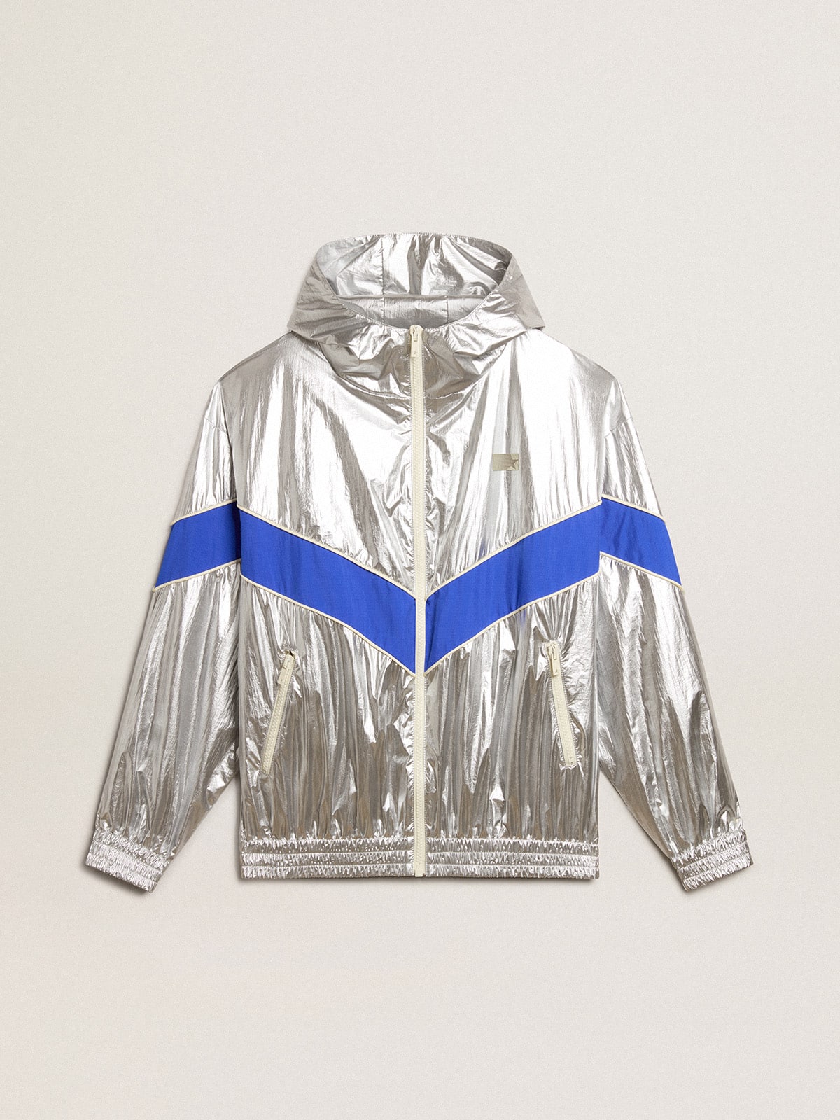 Men's windcheater in silver technical fabric| Golden Goose