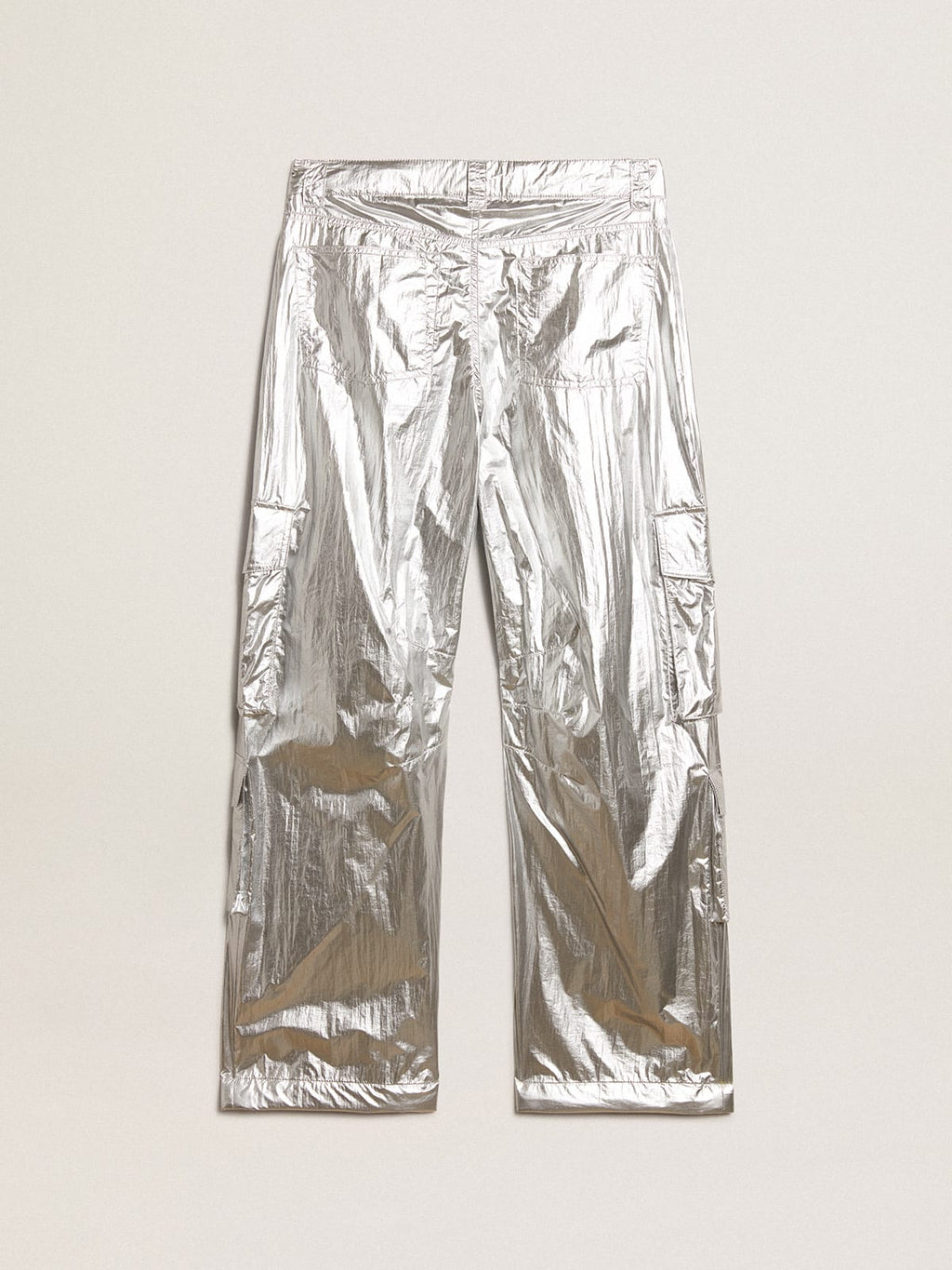 Men's cargo pants in silver technical fabric| Golden Goose
