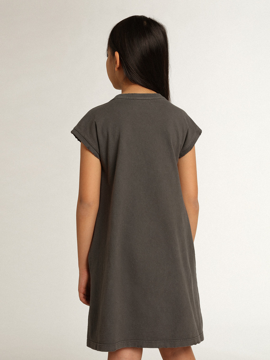 Gray mini dress with Golden lettering in crystals| Golden Goose