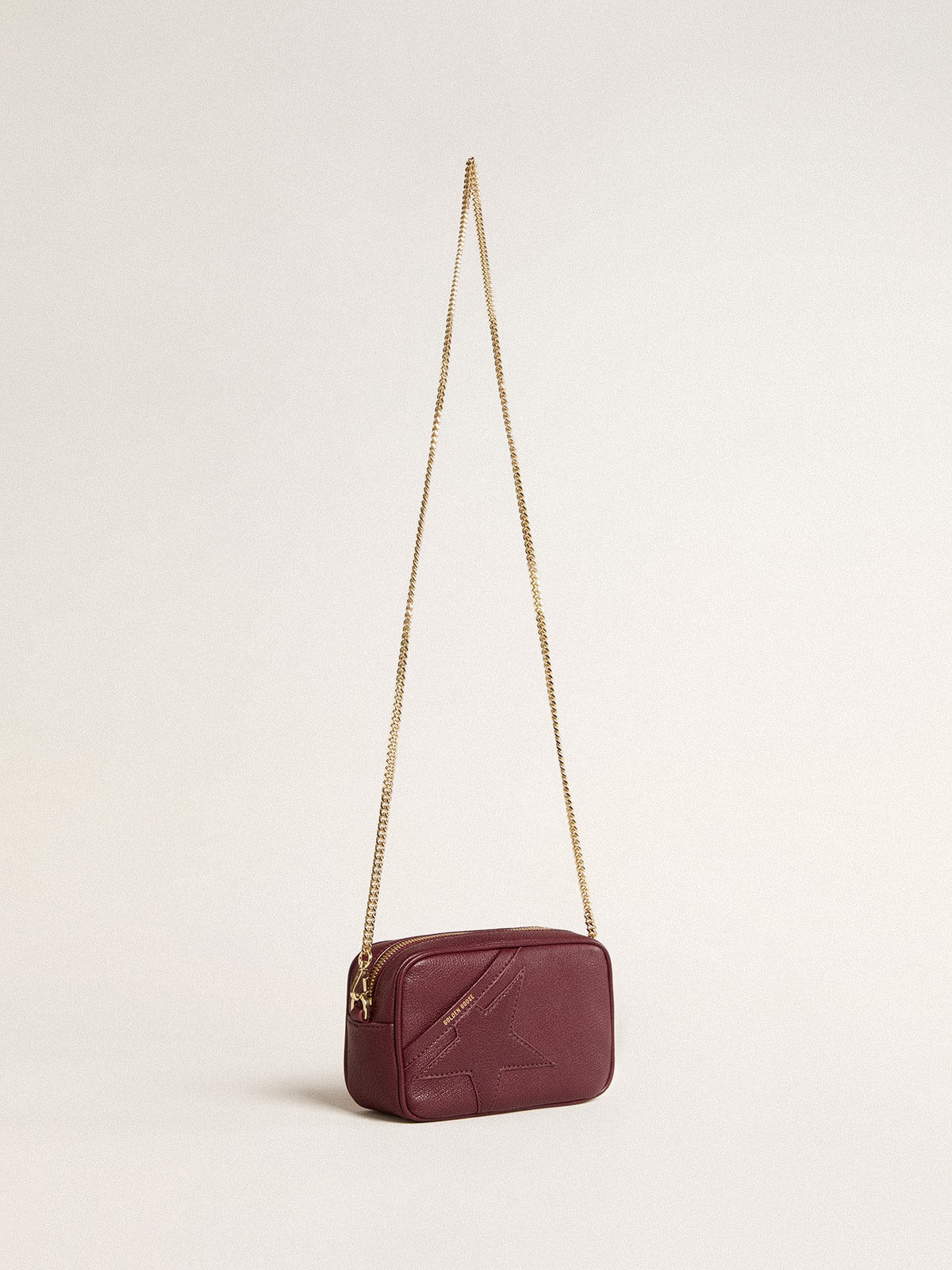 Mini Star Bag in wine-red leather with tone-on-tone star| Golden Goose