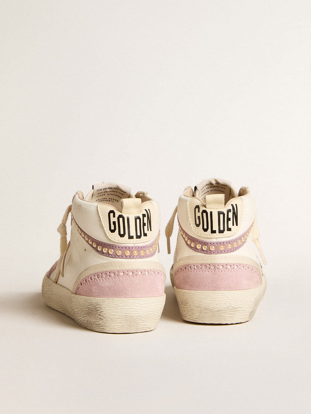 Mid Star with gold leather star and pink suede flash with pearls| Golden Goose