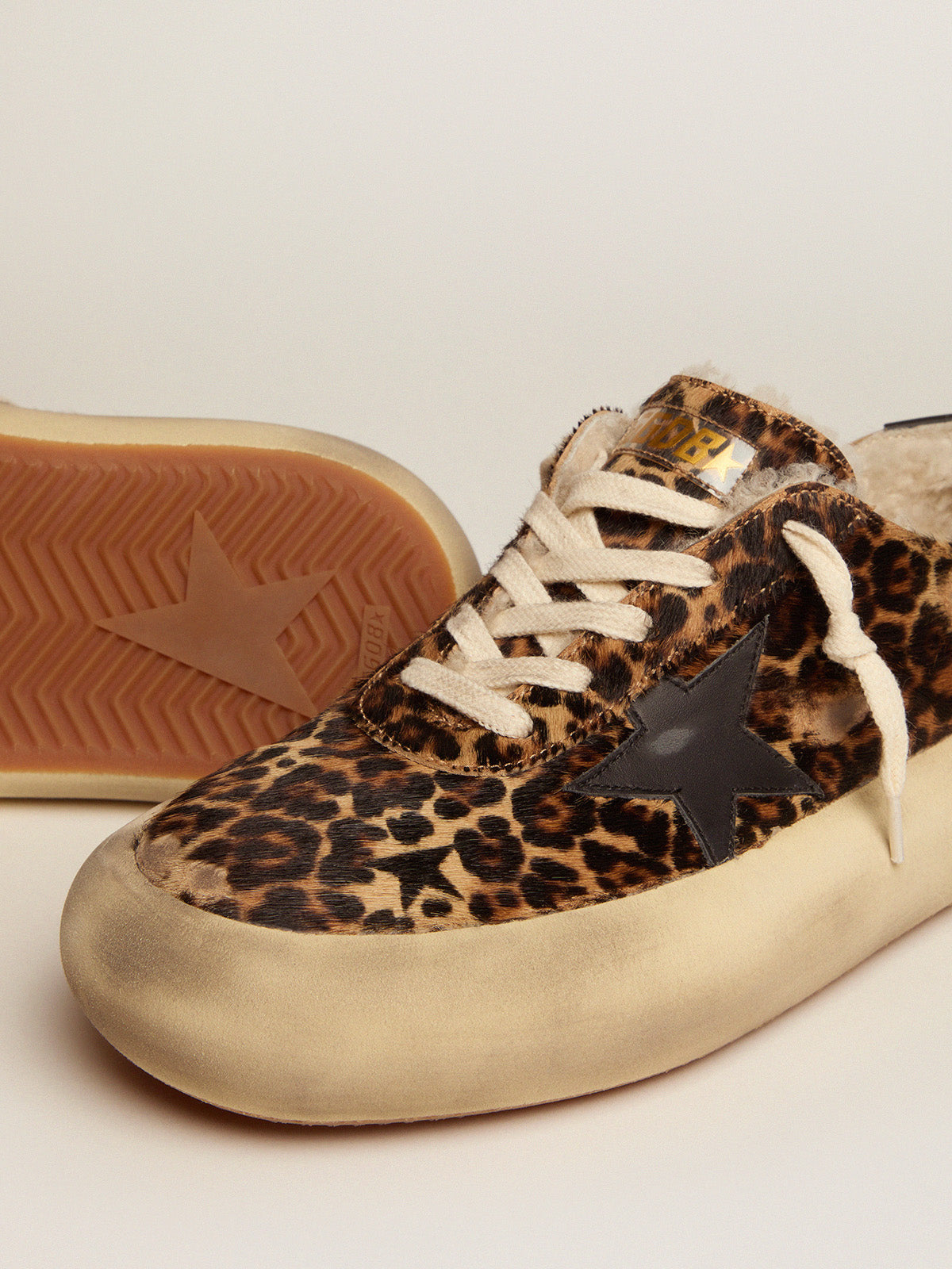 Men's Space-Star in animal print pony skin and shearling lining| Golden Goose