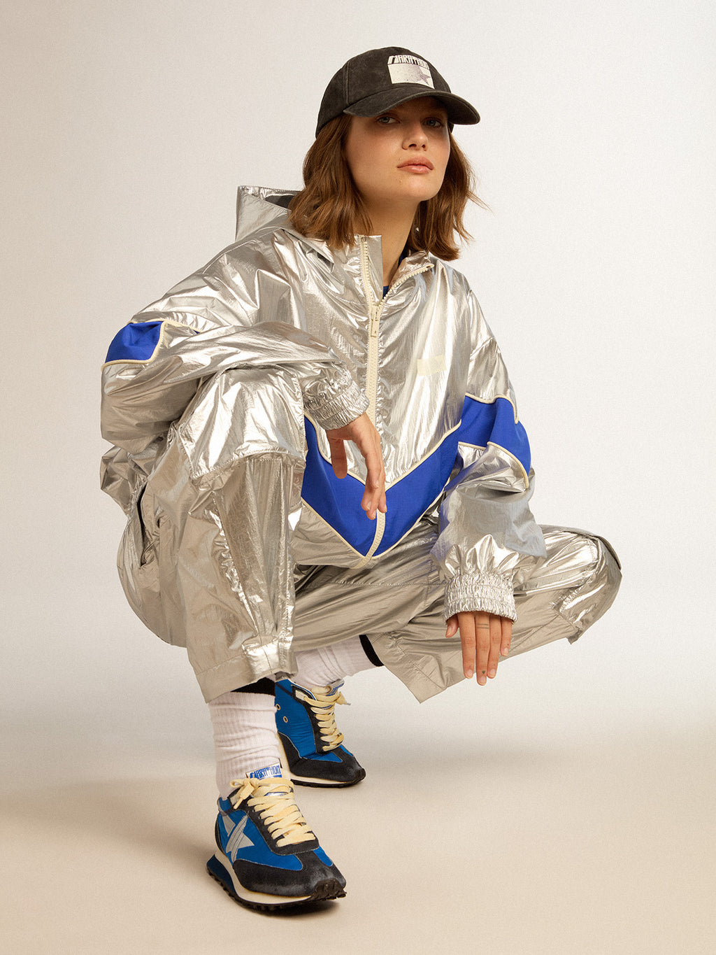 Women's Marathon with blue nylon upper and white star| Golden Goose