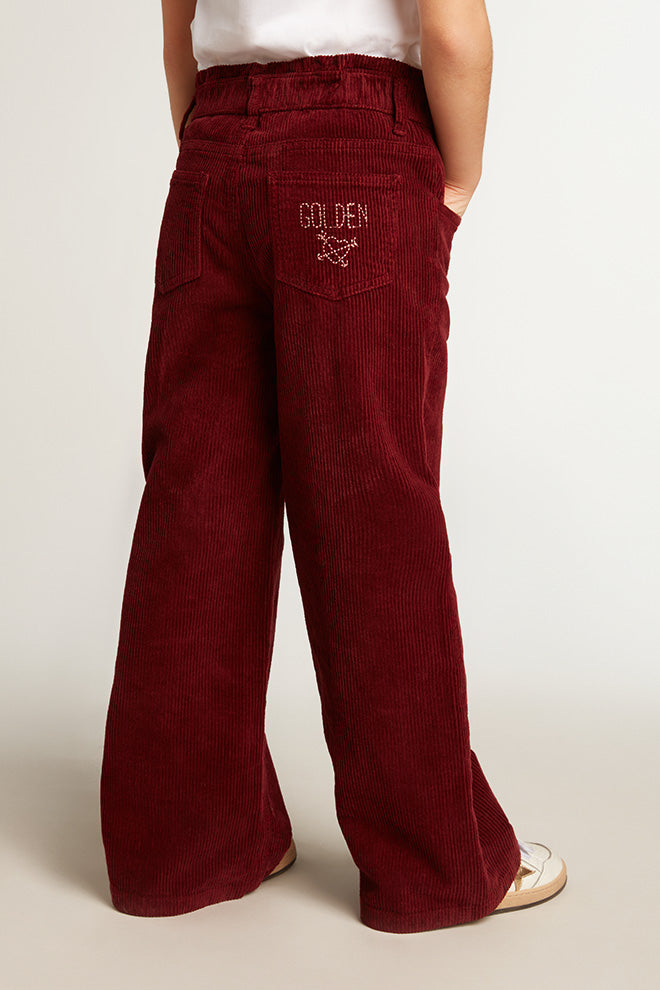 Burgundy cotton wide-leg pants| Golden Goose