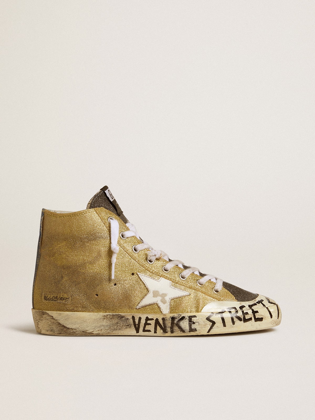 Women's Francy LAB in golden glitter with white leather star| Golden Goose