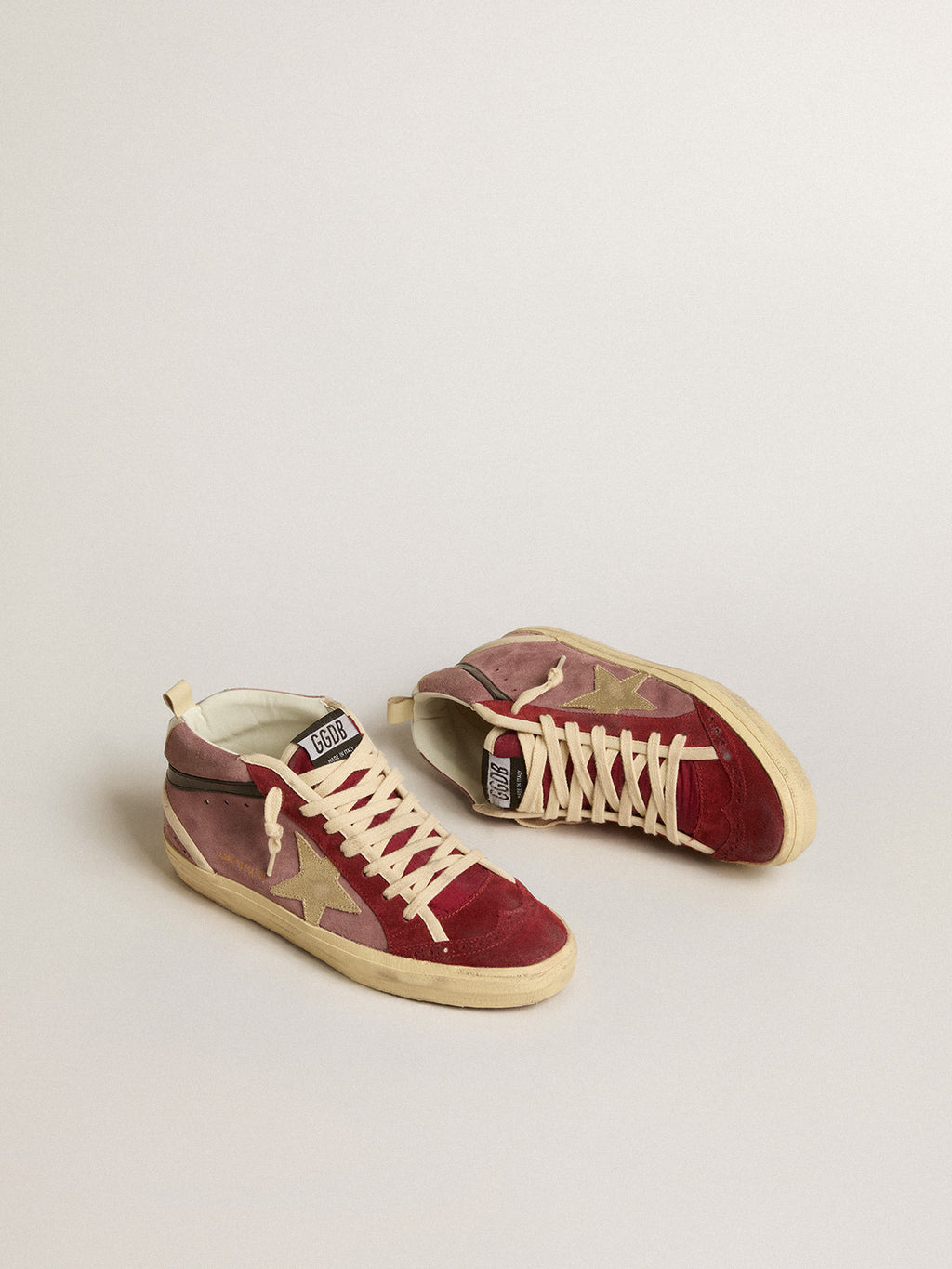 Mid Star LTD in violet suede with platinum leather star and black flash| Golden Goose