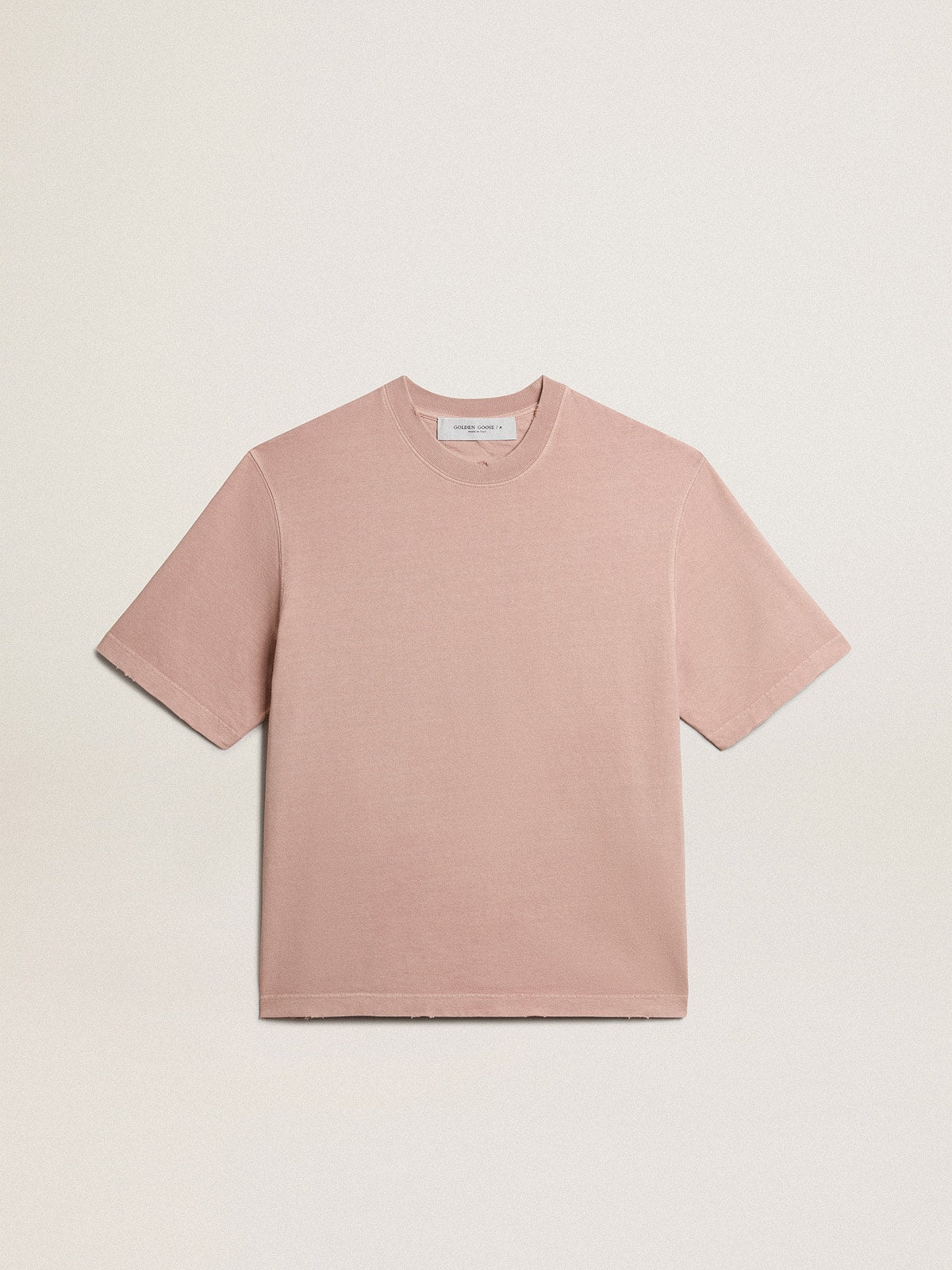 Powder-pink T-shirt with reverse logo on the back - Jersey Capsule| Golden Goose