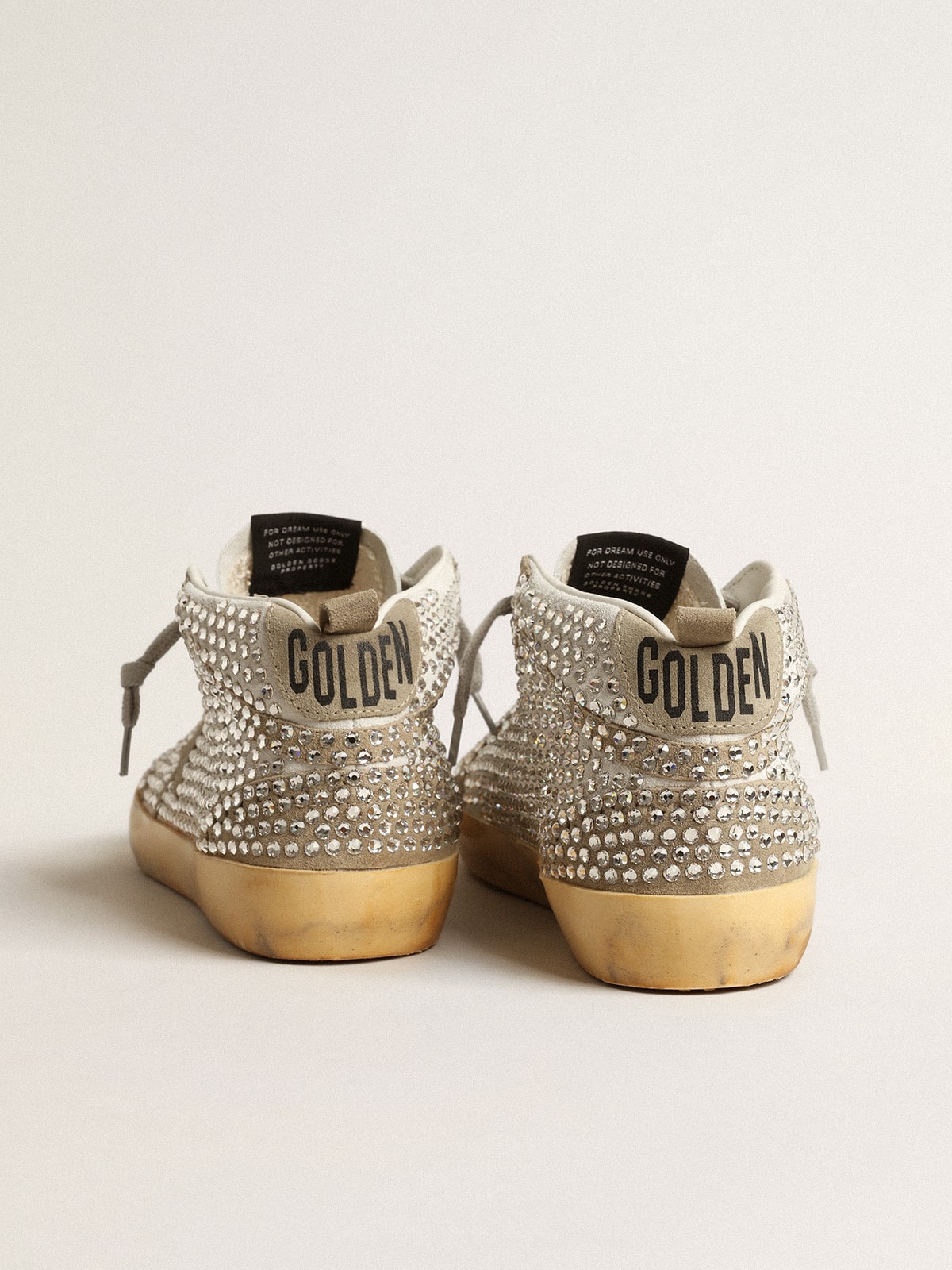 Women's Mid Star in white and dove-gray suede with Swarovski crystals| Golden Goose